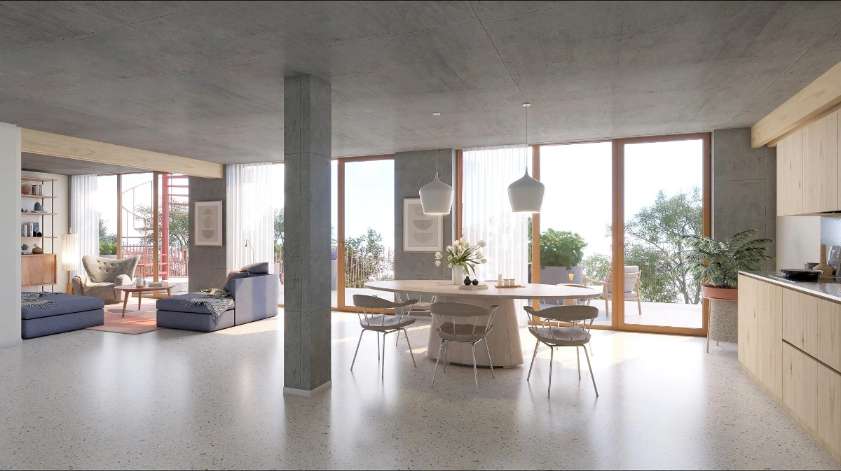 Bild der Küche und Esszimmer der Designvariante Design im Dachgeschoss