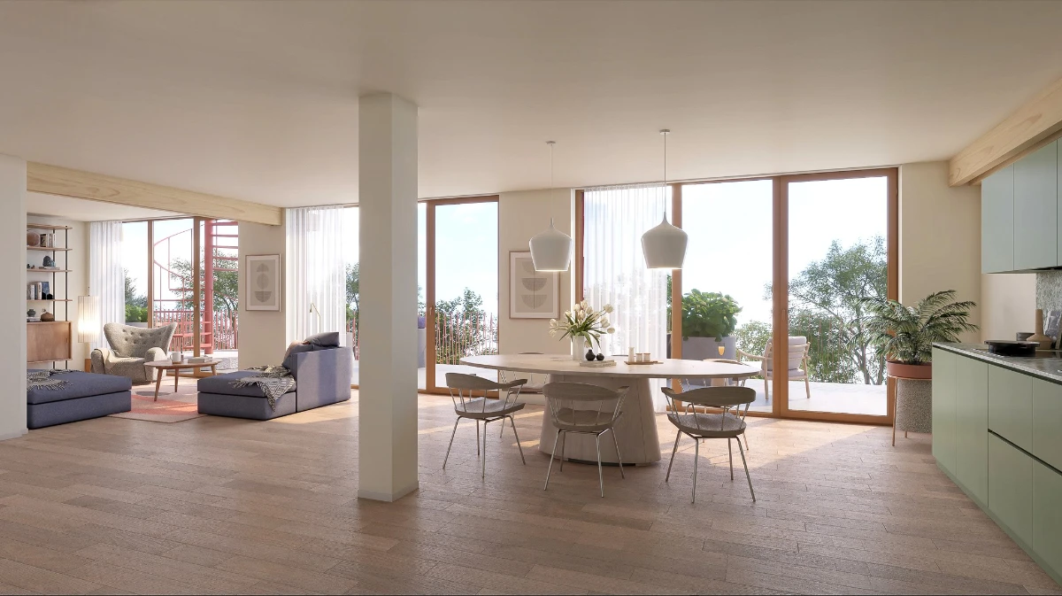 Bild der Küche und Esszimmer der Designvariante Komfort im Dachgeschoss