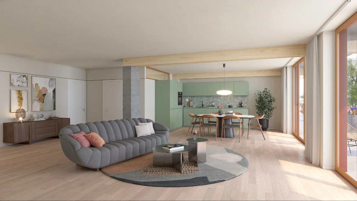Bild der Küche und Esszimmer der Designvariante Komfort im Obergeschoss