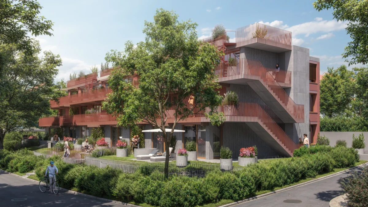 Leicht angewinkeltes Bild vom haus west